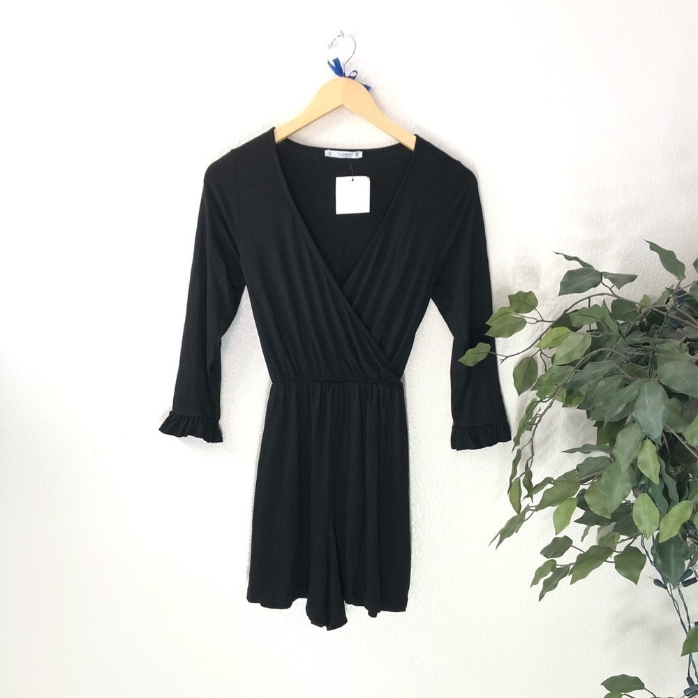 Pull&Bear Black Long Sleeve Romper